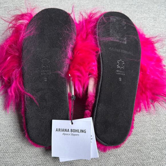 Ariana Bohling Suri Alpaca Fur Slippers Hot Pink Women's Small (6/7) New - Picture 10 of 15